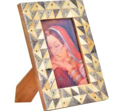 Handcrafted Gray annd White Bone Inlaid Photo Frame