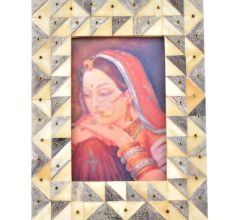 Handcrafted Gray annd White Bone Inlaid Photo Frame