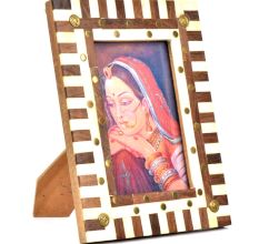 Wood And Bone Striped Design Photo Frame