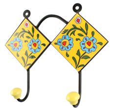 Yellow Ceramic Floral Tile Hook