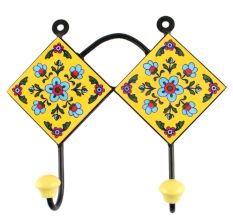 Turquoise Tiny Flower Ceramic Tile Hook
