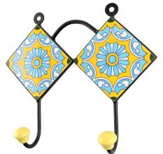 Wheel Flower Ceramic Tile Hook in Turquoise