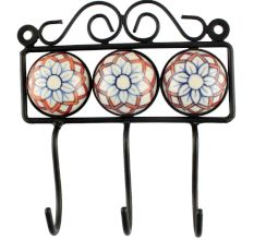 White Floral Ceramic Tile Hook