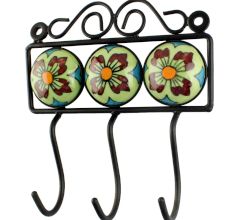 Lime Green Floral Ceramic Tile Hook Online