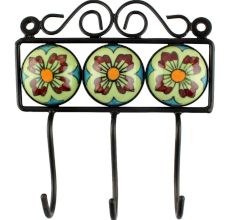 Lime Green Floral Ceramic Tile Hook Online