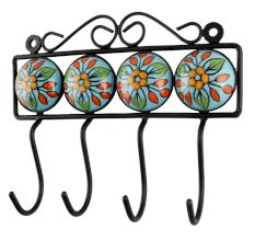 Multicolor Ceramic Flower Tile Hook Online