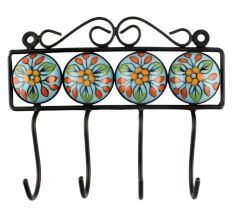 Multicolor Ceramic Flower Tile Hook Online