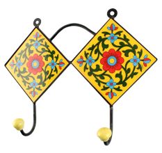 Yellow Ceramic Flower Tile Wall Hook