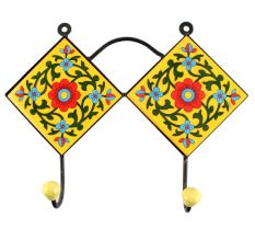 Yellow Ceramic Flower Tile Wall Hook
