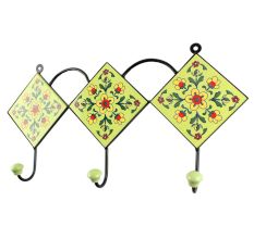 Pea Green Tiny Flower Ceramic Tile wall Hook