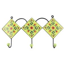 Pea Green Tiny Flower Ceramic Tile wall Hook