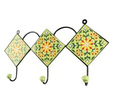 Pea Green Sunflower Ceramic Tile Wall Hook