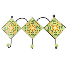 Pea Green Sunflower Ceramic Tile Wall Hook