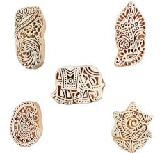 Set of 5 Piece New Mix Wooden Printing Blocks