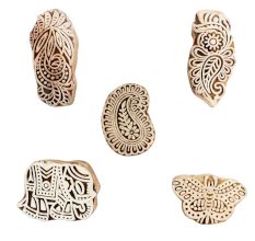 Set of 5 Piece New Mix Wooden Printing Blocks