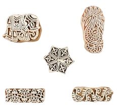 Set of 5 Piece New Mix Wooden Printing Blocks