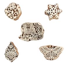 Set of 5 Piece New Mix Wooden Printing Blocks