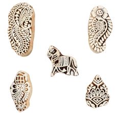 Set of 5 Piece New Mix Wooden Printing Blocks
