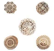 Set of 5 Piece New Mix Wooden Printing Blocks