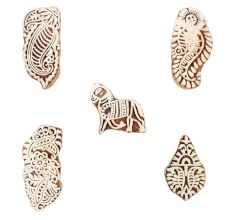 Set of 5 Piece New Mix Wooden Printing Blocks