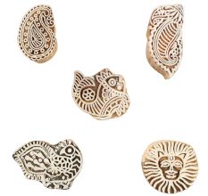 Set of 5 Piece New Mix Wooden Printing Blocks