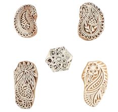 Set of 5 Piece New Mix Wooden Printing Blocks