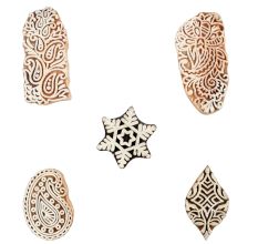 Set of 5 Piece New Mix Wooden Printing Blocks