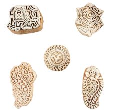 Set of 5 Piece New Mix Wooden Printing Blocks