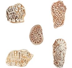 Set of 5 Piece New Mix Wooden Printing Blocks