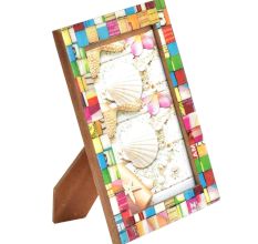 Old Colorful Wood Pieces Photo Frame