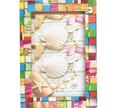 Old Colorful Wood Pieces Photo Frame