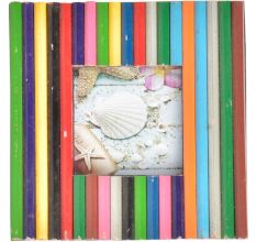 Old Colorful Bamboo Sticks Photo Frame