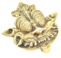 Golden Brass Yali Face Door On Brass Plate