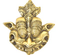 Golden Brass Yali Face Door On Brass Plate