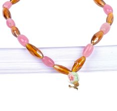 Brown Pink Mixed Bead Necklace