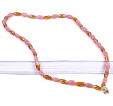 Brown Pink Mixed Bead Necklace