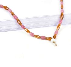Brown Pink Mixed Bead Necklace