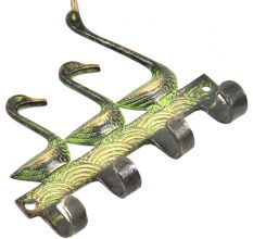 Brass Three Ducks Four Wall Hooks With Patina