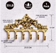 Brass Victorian Small Floral Arrrangement Six Wall Hook