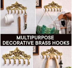 Brass Victorian Small Floral Arrrangement Six Wall Hook