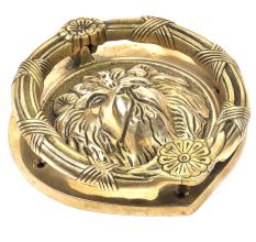 Brass Lion Head With Flower Crown Door Knocker
