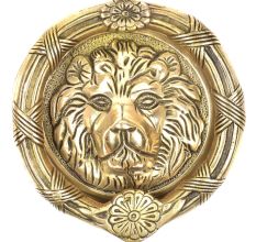 Brass Lion Head With Flower Crown Door Knocker