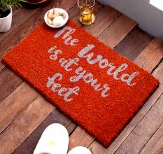 SWHF Premium Coir and Rubber Quirky Design Door and Floor Mat : The World is at your feet