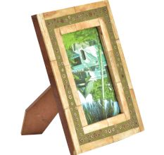 Handmade Wooden and Green Floral Border Photo Frame