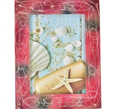 Red Photo Frame With White Abstract Design
