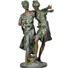 Two Ladies Dancing Brass Figurine 