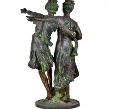 Two Ladies Dancing Brass Figurine 