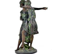 Two Ladies Dancing Brass Figurine 