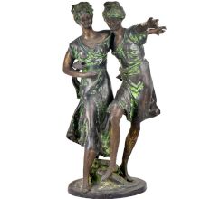 Two Ladies Dancing Brass Figurine 