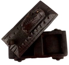 Rare Nandi Wooden Spice Box With Cow Finial